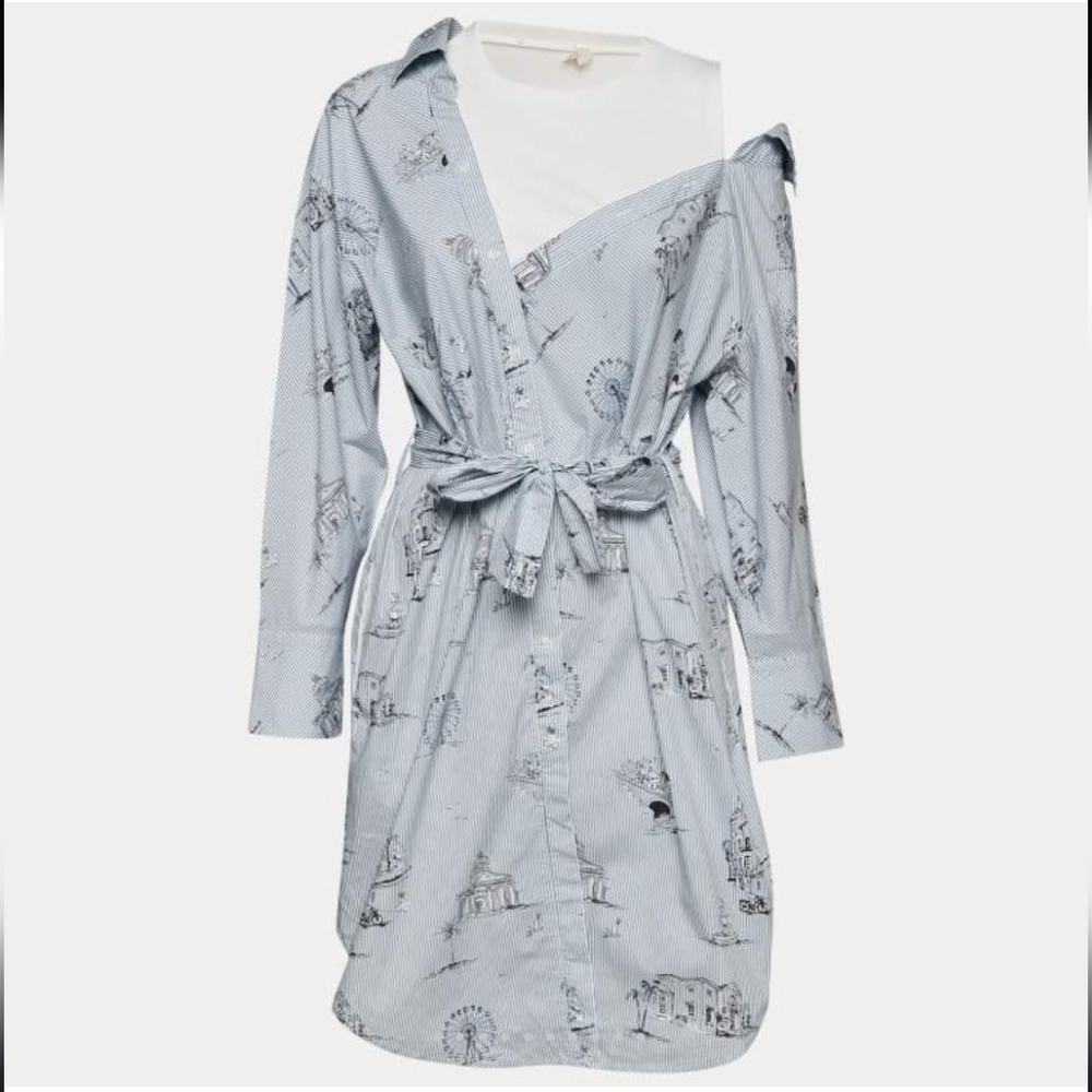 Maje Blue and White Patterned Dress